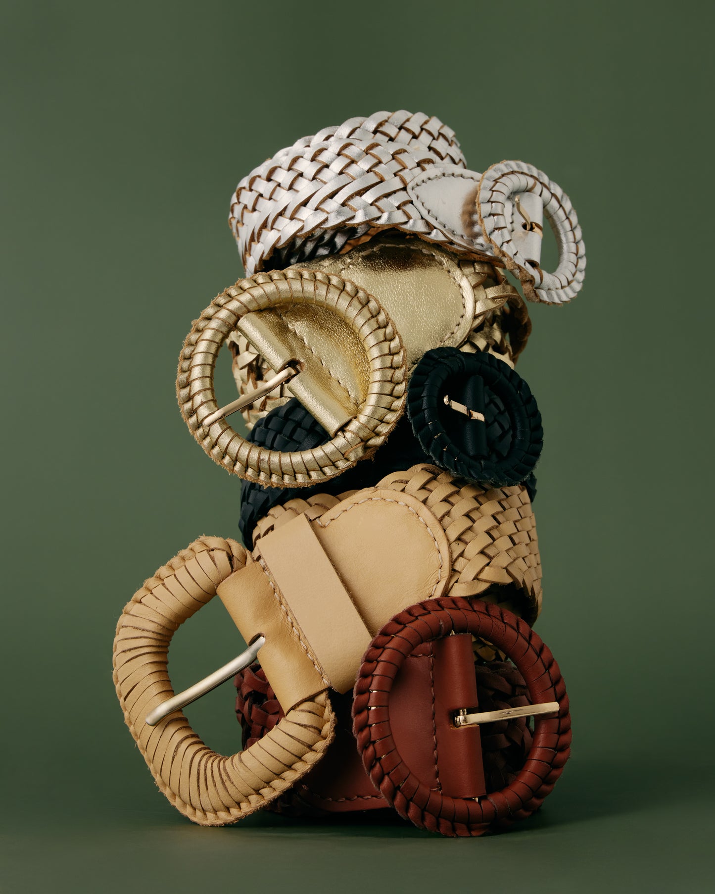 WEAVE MCQUEEN GOLD Wide Woven Leather Belt