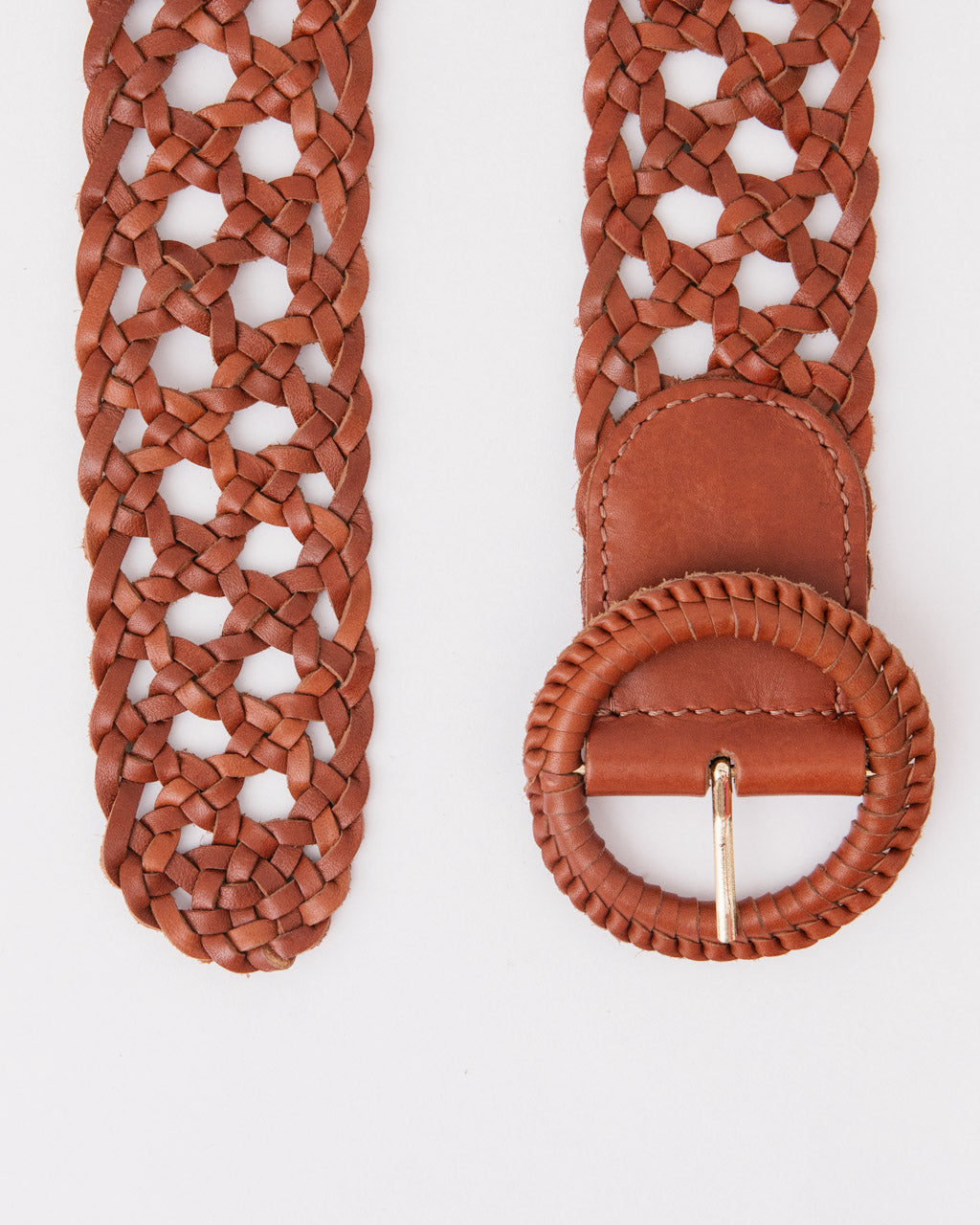 WEAVIE NICKS TAN Wide Woven Leather Belt