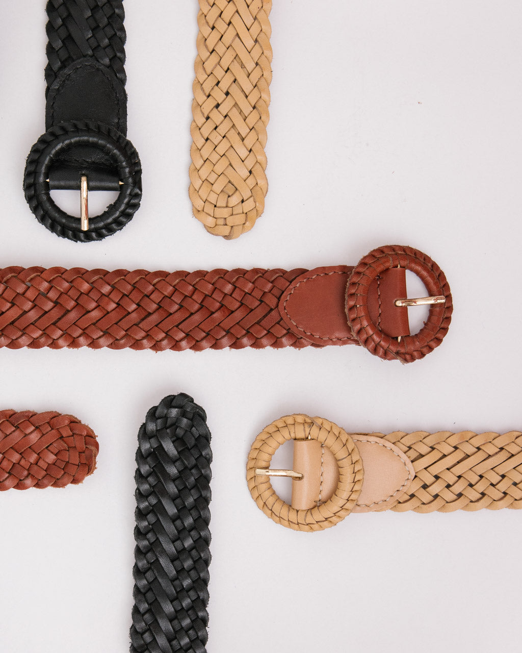 WEAVE ME THIS WAY BLACK Slim Woven Leather Belt