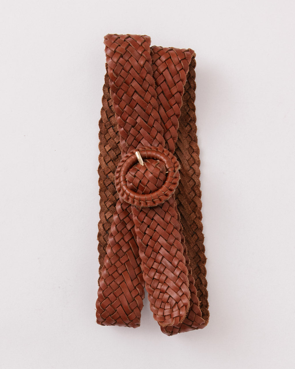 WEAVE ME THIS WAY TAN Slim Woven Leather Belt