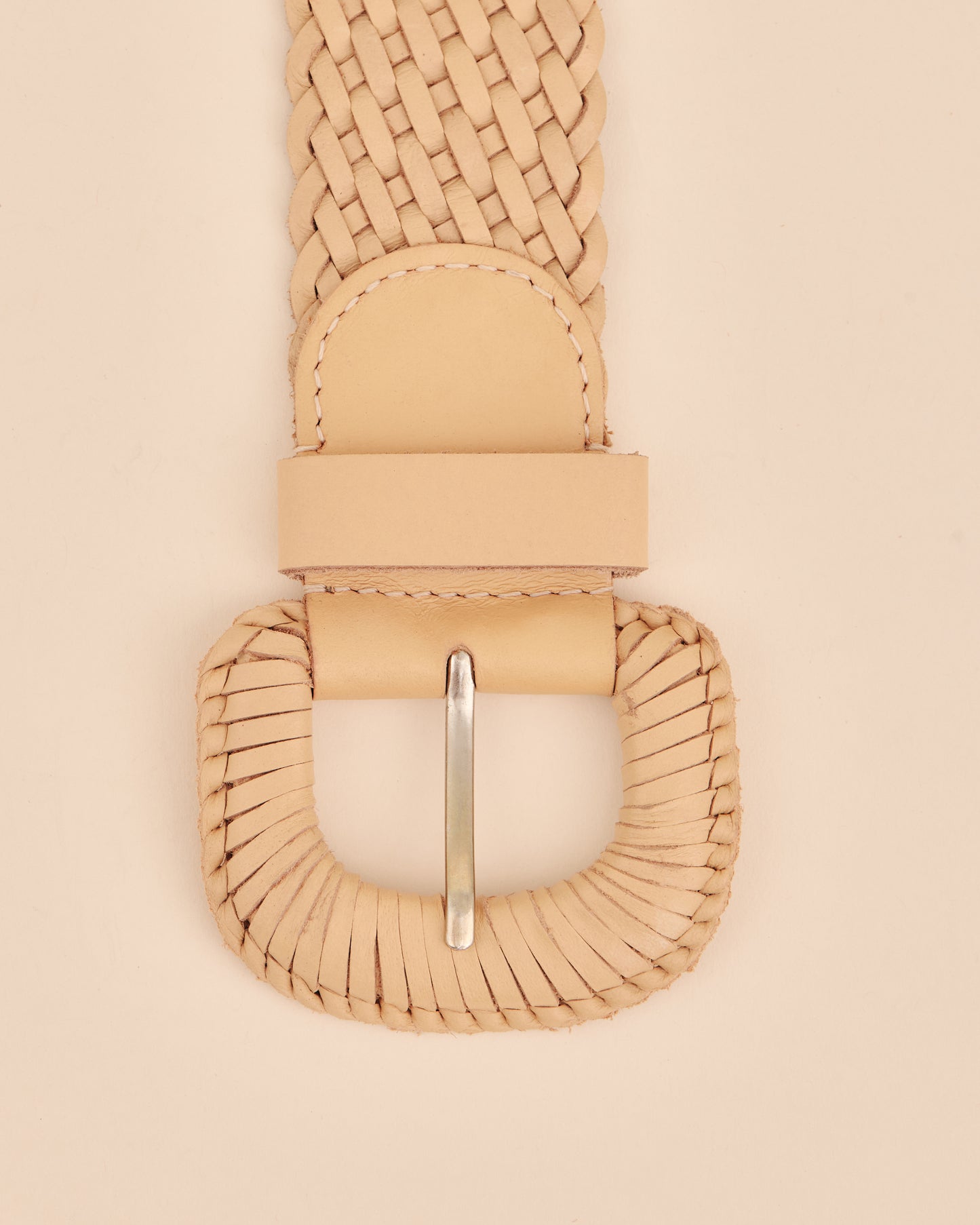 WEAVE MCQUEEN BEIGE Wide Woven Leather Belt
