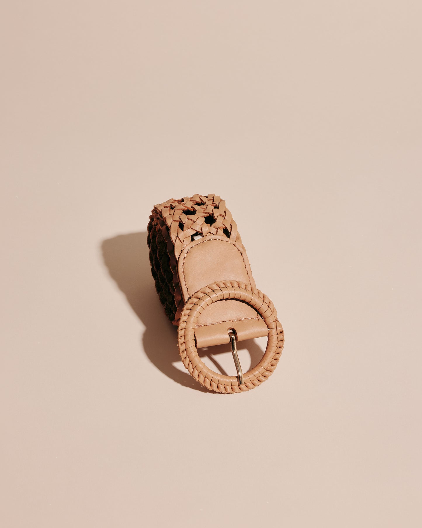 WEAVE MCQUEEN BEIGE Wide Woven Leather Belt