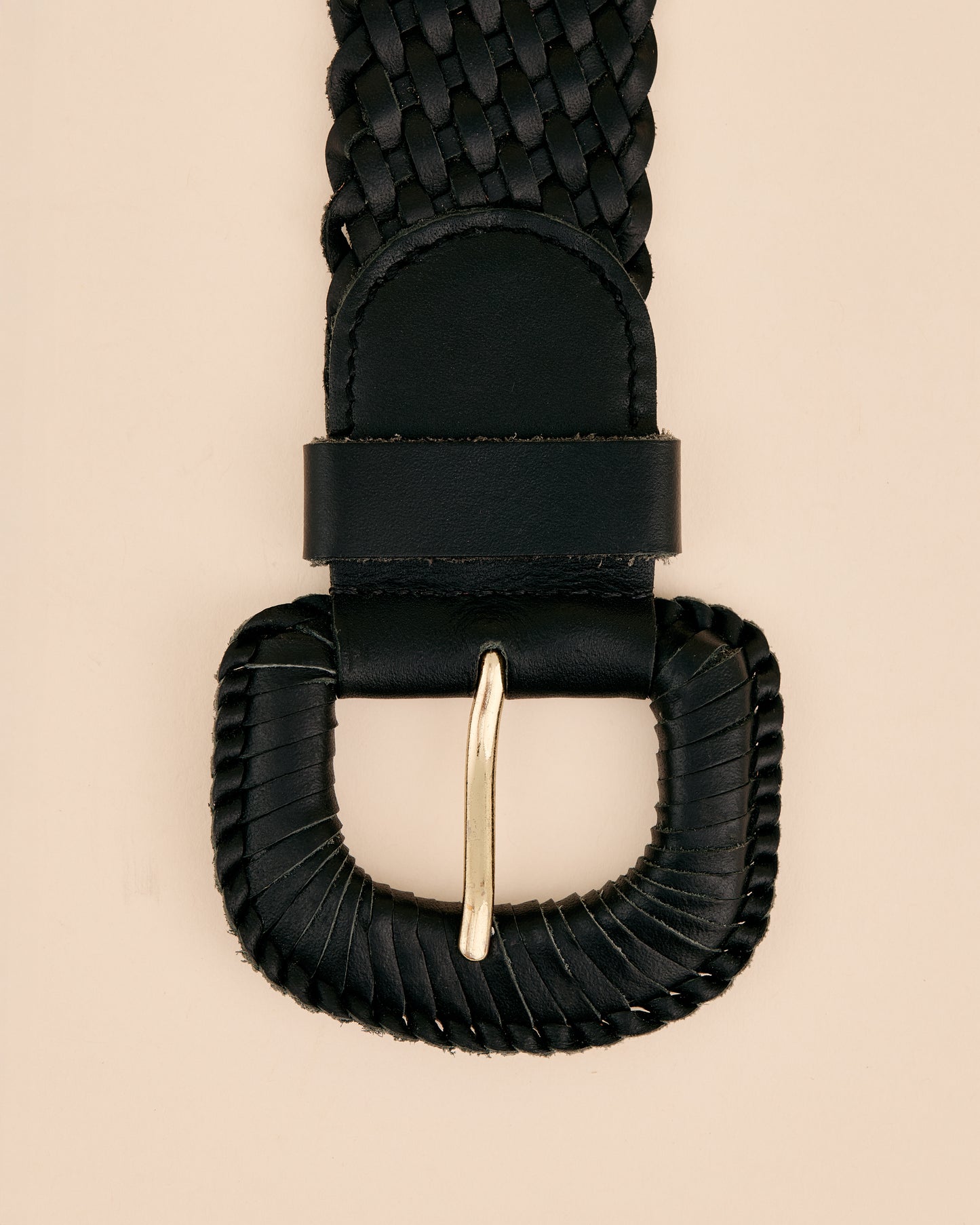 WEAVE MCQUEEN BLACK Wide Woven Leather Belt