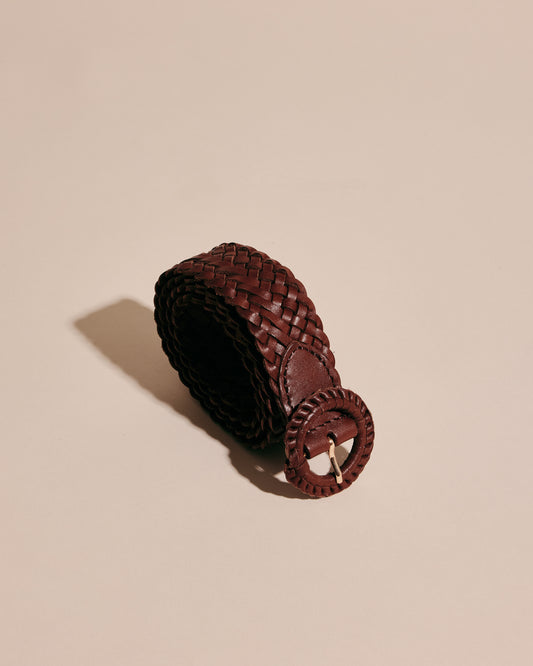 WEAVE ME THIS WAY CHOCOLATE Slim Woven Leather Belt