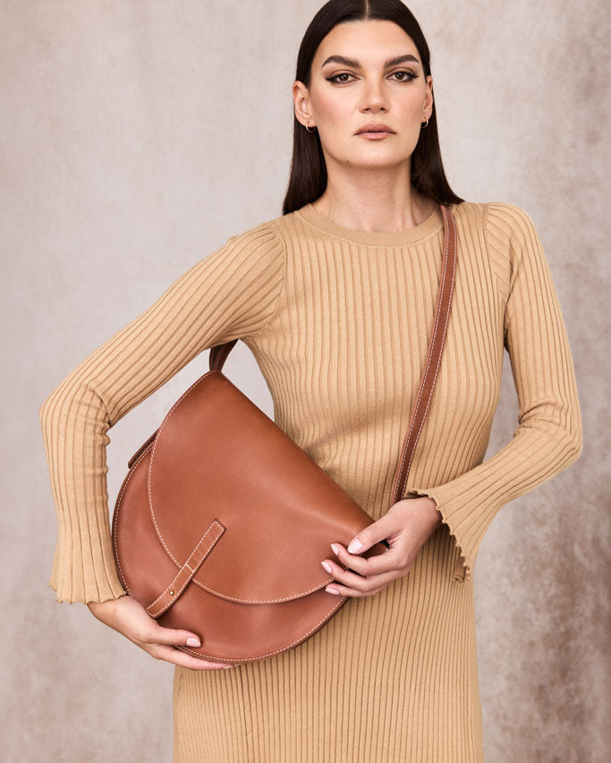 TAN New Moon Saddle Bag