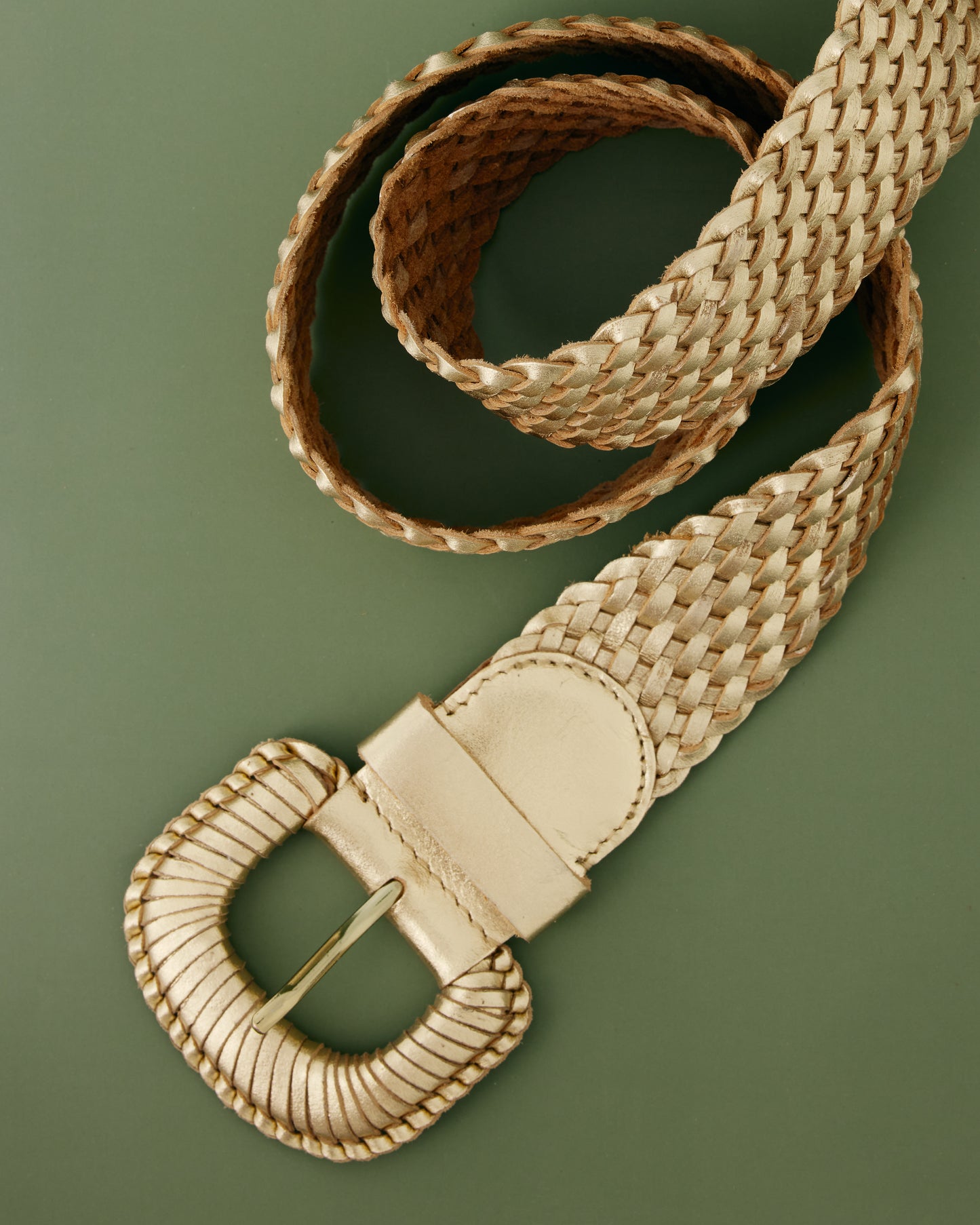 WEAVE MCQUEEN GOLD Wide Woven Leather Belt