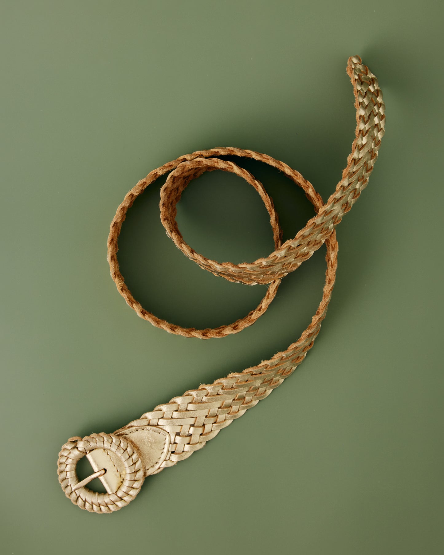 WEAVE ME THIS WAY GOLD Slim Woven Leather Belt