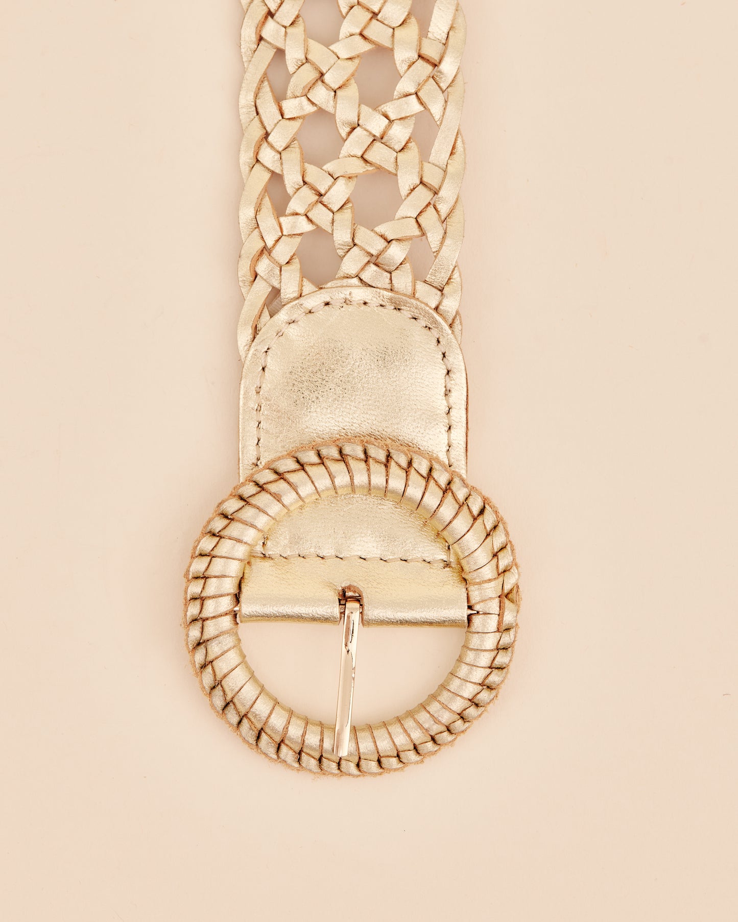 WEAVIE NICKS GOLD Wide Woven Leather Belt