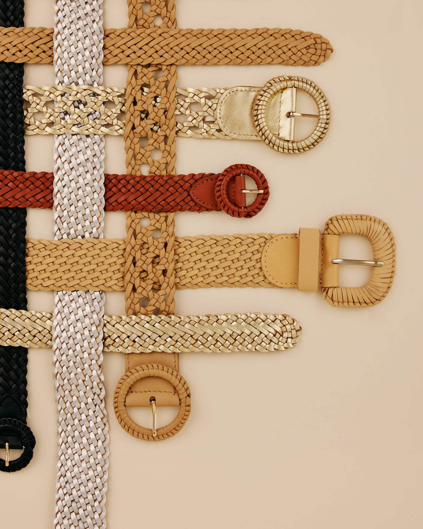 WEAVE ME THIS WAY GOLD Slim Woven Leather Belt