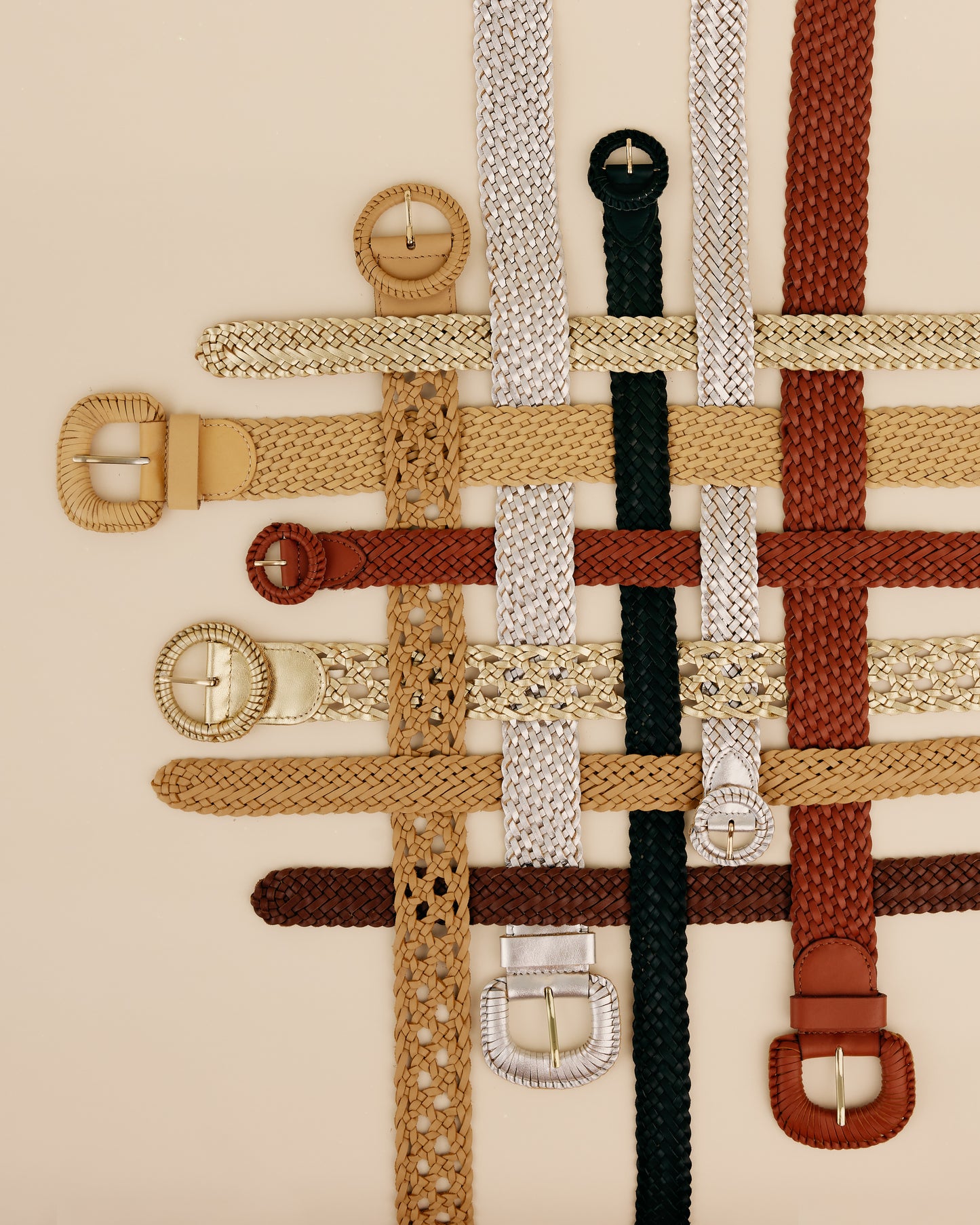 WEAVE MCQUEEN GOLD Wide Woven Leather Belt