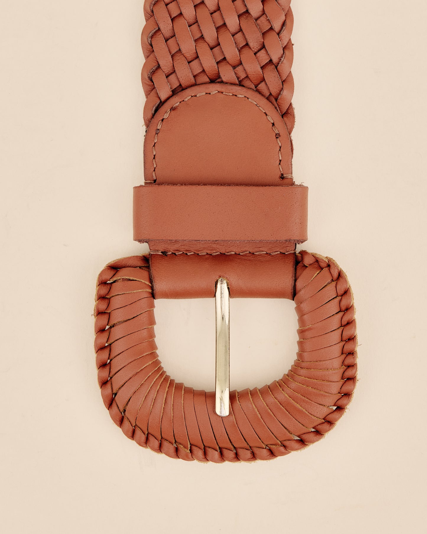 WEAVE MCQUEEN TAN Wide Woven Leather Belt