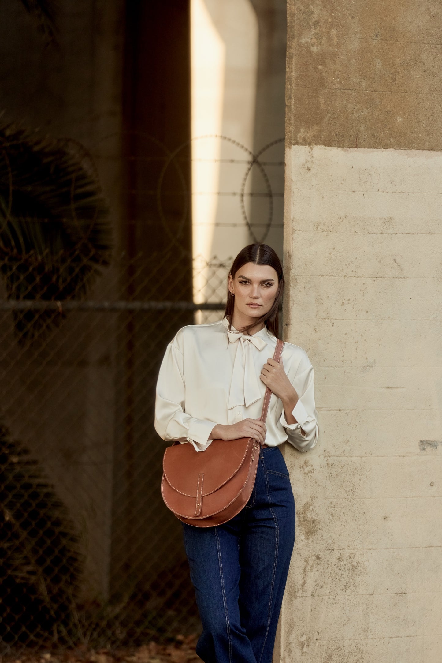 TAN New Moon Saddle Bag