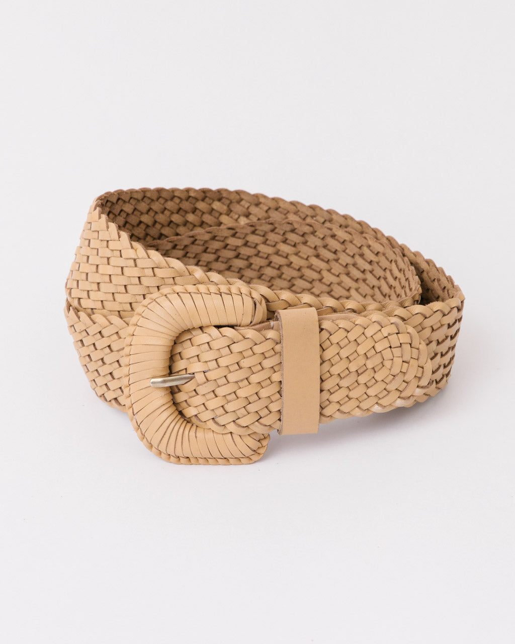 WEAVE MCQUEEN BEIGE Wide Woven Leather Belt
