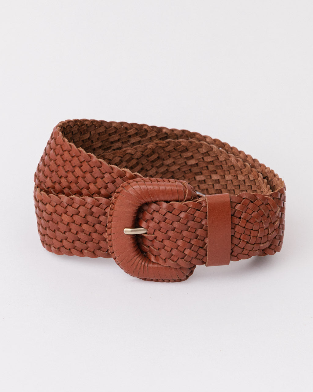 WEAVE MCQUEEN TAN Wide Woven Leather Belt
