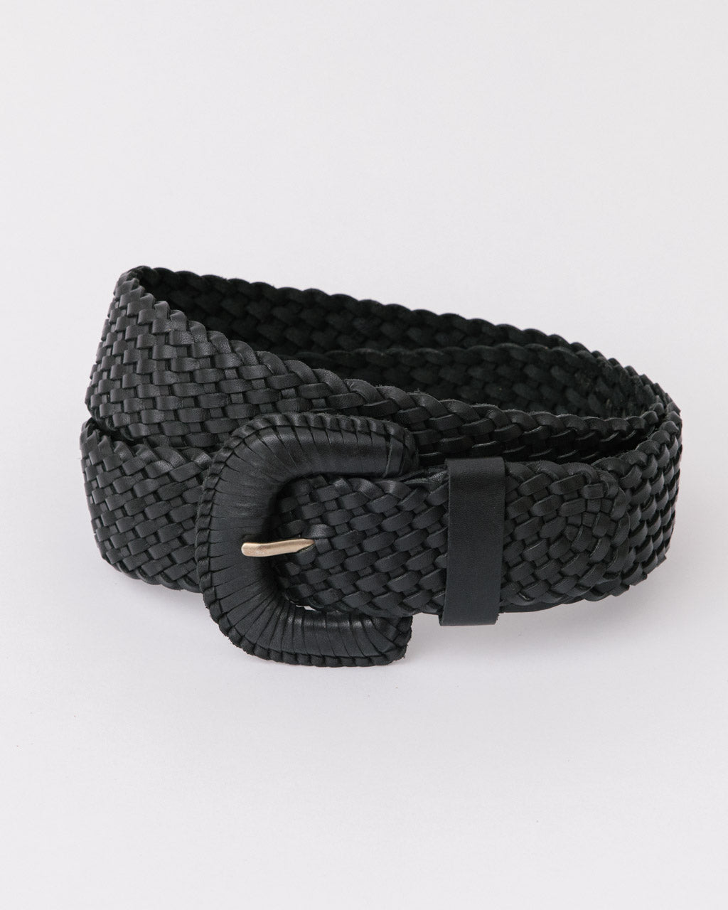 WEAVE MCQUEEN BLACK Wide Woven Leather Belt