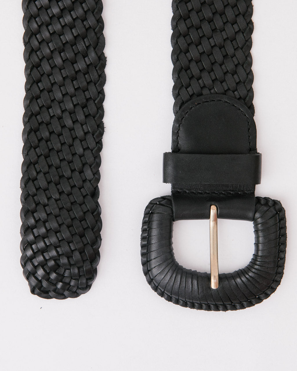 WEAVE MCQUEEN BLACK Wide Woven Leather Belt