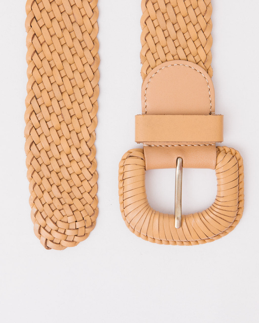 WEAVE MCQUEEN BEIGE Wide Woven Leather Belt