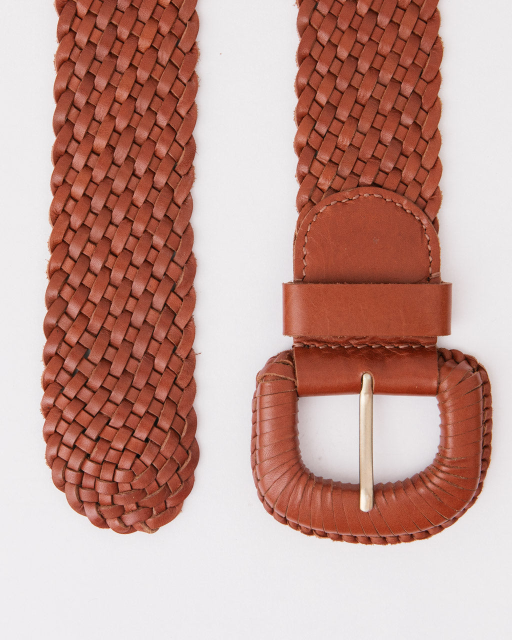 WEAVE MCQUEEN TAN Wide Woven Leather Belt