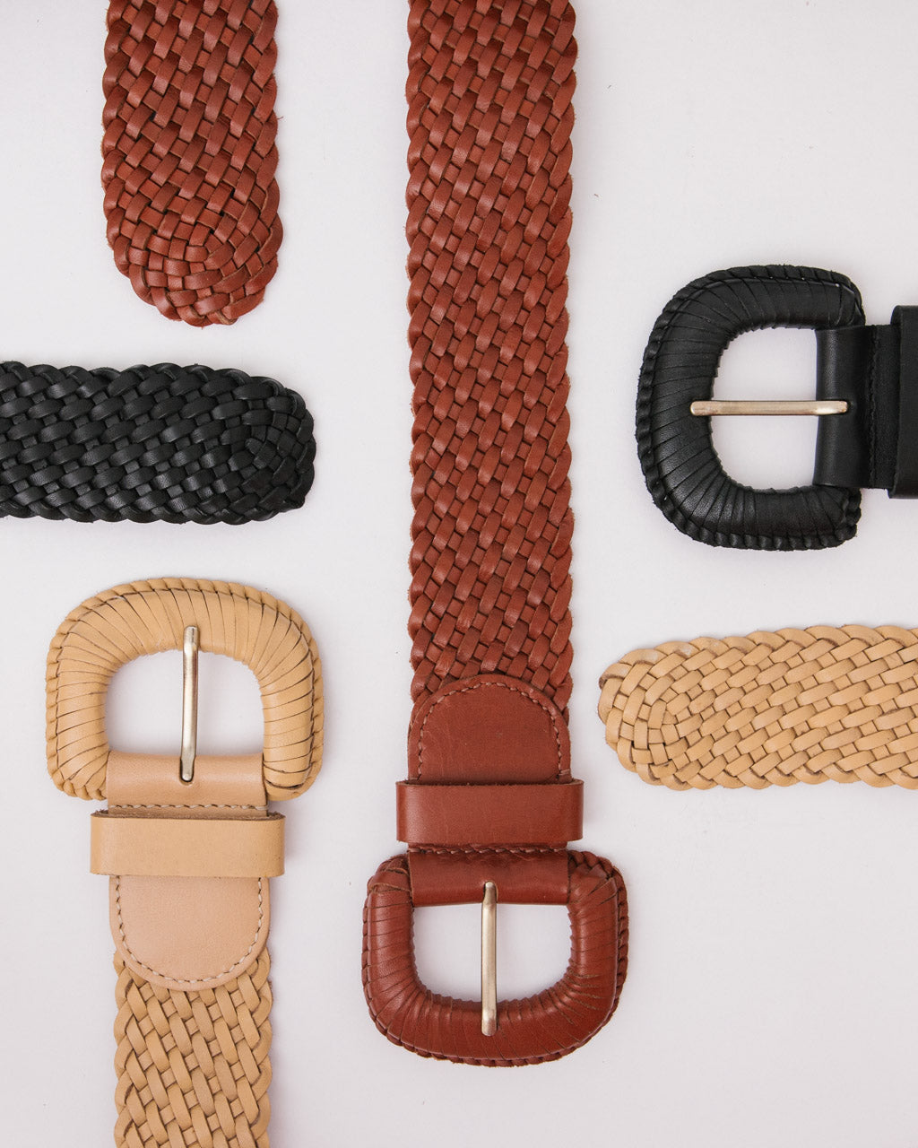 WEAVE MCQUEEN BEIGE Wide Woven Leather Belt