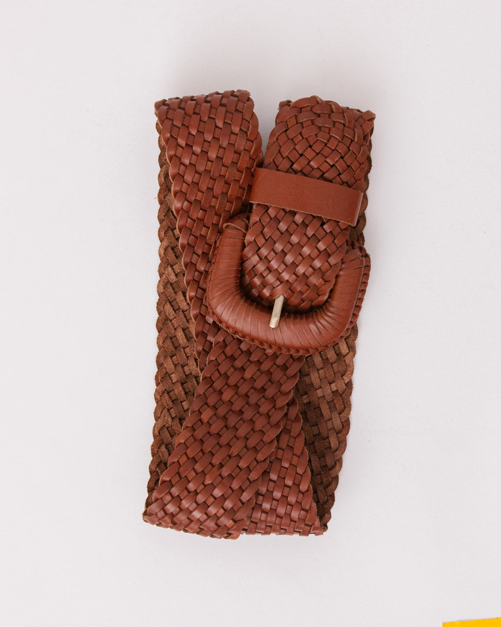 WEAVE MCQUEEN TAN Wide Woven Leather Belt